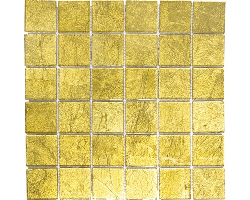 Mosaïque de verre Quadrat Crystal uni gold structure 30x30 cm
