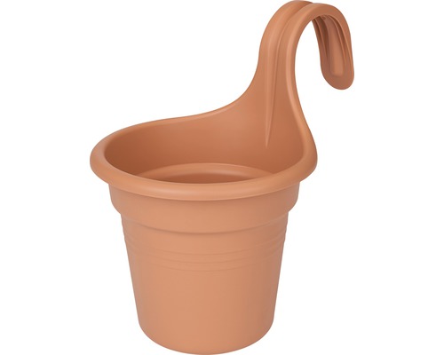 Pflanztopf-Set elho Green Basics Kunststoff Ø 18 H 26 cm terracotta inkl. Halterung und Untersetzer