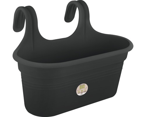 Schwarzer Geländerkasten aus Kunststoff mit Aufhängung