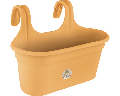 Gelber Balkonkasten mit Aufhängung