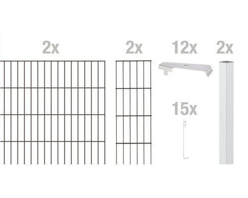 Kit de base pour gabion ALBERTS Cluster à sceller dans le béton 200 x 80 cm anthracite