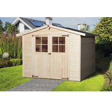 Abri de jardin en bois avec double porte et fenêtres