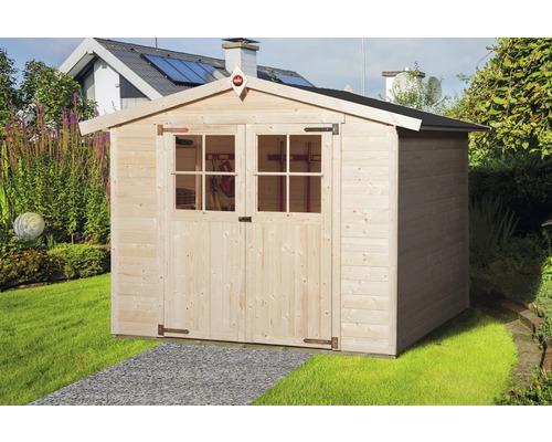 Gartenhaus weka 316 Gr.3 mit Fußboden 290 x 217 cm natur Gartenschuppen aus Holz mit Doppeltür und Fenster
