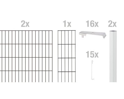 Kit d'extension pour gabion ALBERTS Cluster à sceller dans le béton 200 x 100 cm anthracite