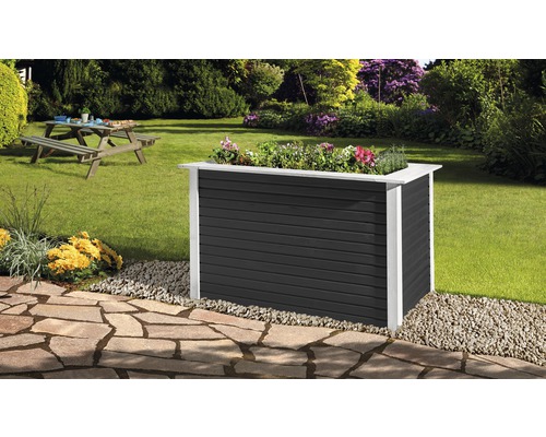 Jardinière surélevée classique weka 28 mm wekaline 669 120x80x81 cm anthracite Jardinière en bois avec des plantes dans le jardin