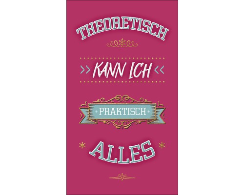 Dekoratives Schild mit dem Text: Theoretisch kann ich praktisch alles