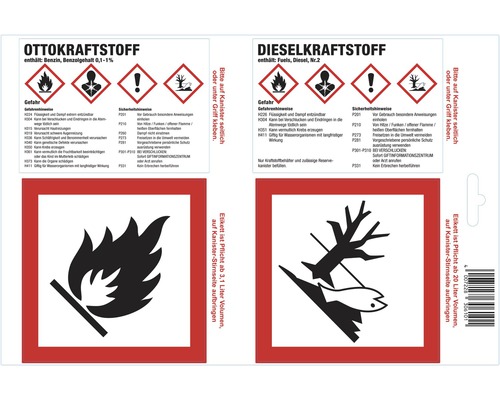 Étiquettes adhésives Hünersdorff carburant diesel / essence 25 pièces