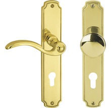Garniture de porte en laiton avec poignée et bouton tournant pour portes intérieures