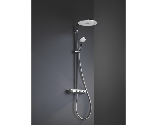 Duschsystem mit Kopfbrause, Handbrause und Thermostatarmatur.