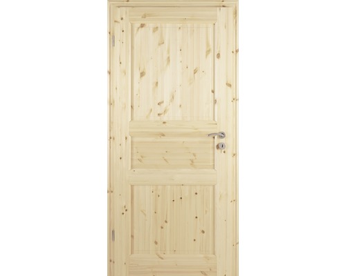 Holztür mit drei Feldern und Türgriff