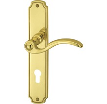 Garniture de poignée de porte avec plaque longue et trou de serrure
