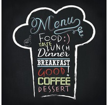 Tableau de menu avec plats et boissons dans différentes polices