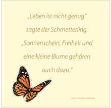 Dekoration mit Schmetterling und Zitat