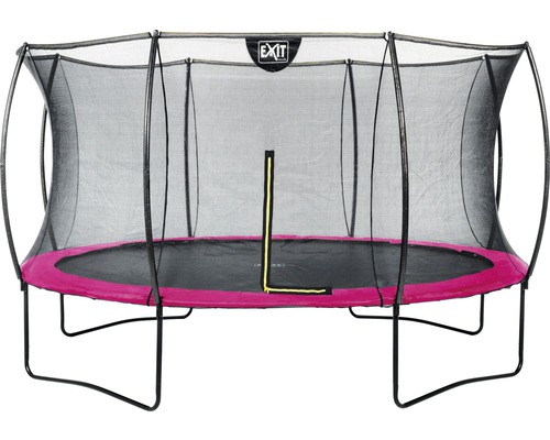 Gartentrampolin mit Sicherheitsnetz und pinkfarbener Randabdeckung