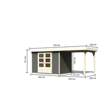 Gartenhaus Karibu Kodiak 4 mit Schleppdach 2,4 m 572 x 238 cm terragrau