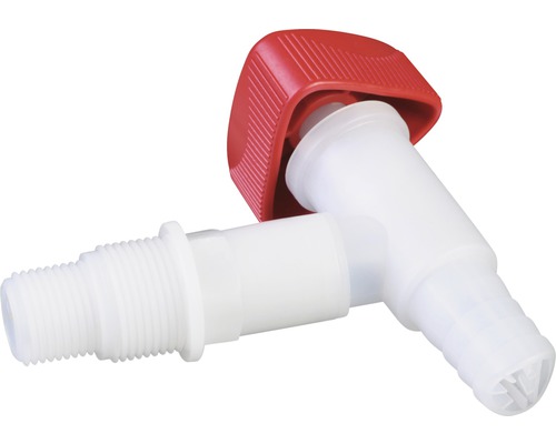 Robinet d'évacuation professionnel, Hünersdorff 1/2 & 3/4 pouce filetage extérieur Robinet de vidange en plastique avec filetage et poignée rouge