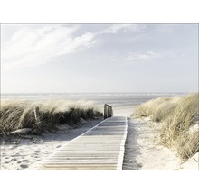 Passerelle en bois vers la plage avec oyat
