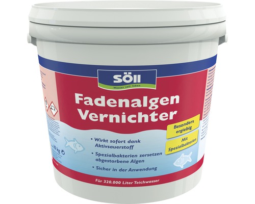 Anti-algues filamenteuses Söll 10 kg Söll Destructeur d''algues filamenteuses pour 320.000 litres d''eau de bassin dans un seau