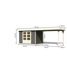 Gartenhaus Karibu Kodiak 4 mit Schleppdach 2,8 m 609 x 238 cm terragrau