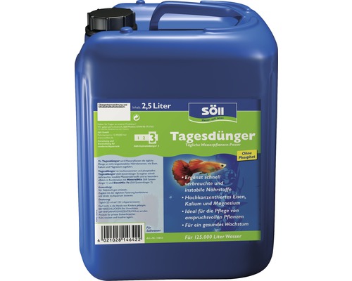 Engrais journalier Söll 2,5 l Söll Engrais quotidien pour eau douce, bidon de 2,5 litres