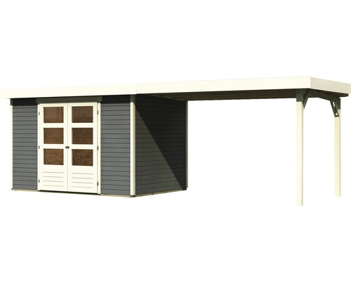 Gartenhaus mit Anbau als Carport