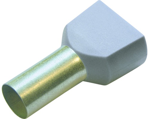 Embouts de câbles Haupa 270796 Twin pour deux conducteurs 4mm²/12mm gris 100 pièces Embout de câble avec manchon en plastique