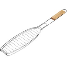 Fischbräter aus Metall mit Holzgriff