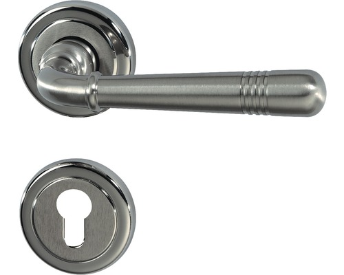 Poignée sur rosace Sale couleur acier inox/satiné BB pour portes d'intérieur Garniture de poignée de porte en acier inoxydable avec rosace de clé