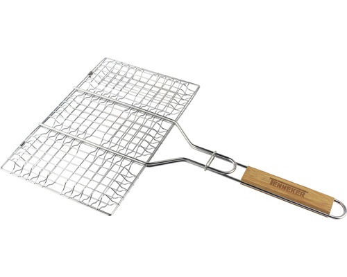 Panier à griller en acier inoxydable avec manche en bois