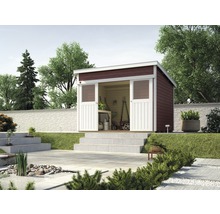 Blockbohlenhaus weka Lugano 2 mit Fußboden 315 x 280 cm rot-weiß