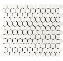 Mosaïque céramique Hexagon HX055 uni blanc mat 26x30 cm-thumb-0