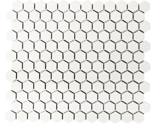 Mosaïque céramique Hexagon HX055 uni blanc mat 26x30 cm-0