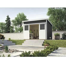 Blockbohlenhaus weka Lugano 2 mit Fußboden 315 x 280 cm anthrazit-weiß