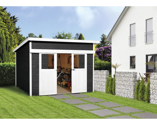 Abri de jardin à porte coulissante weka Lugano 1, avec plancher 295 x 215 cm anthracite