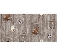 Vliestapete 35842-2 Little Stars Holz braun Pferd