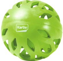 Grüner Hundespielball mit Löchern und Karlie Logo