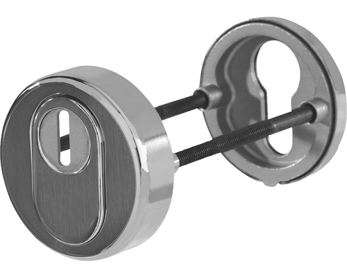 Rosace de protection cylindre profilé acier inoxydable/satiné avec vis traversante M5x80 mm Ø 55 mm pour portes d’appartement et d'appartement