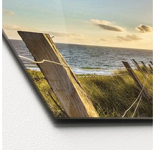Image en verre acrylique avec un paysage de dunes et une clôture en bois