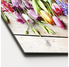 Fleurs sur image en bois
