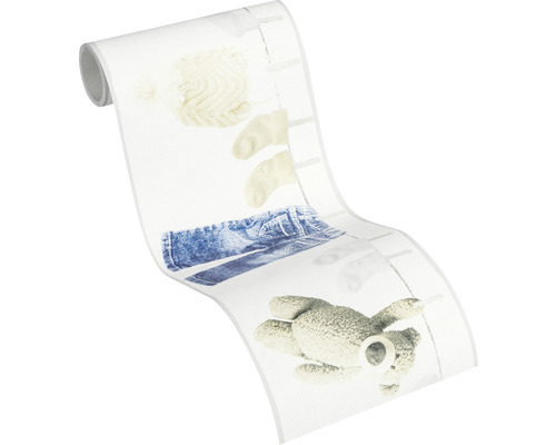 Papier peint pour enfant avec motifs d''ours en peluche, de jeans et de vêtements