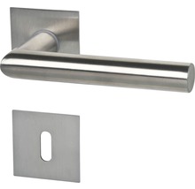 Poignée de porte en acier inoxydable avec rosette carrée et rosette de clé