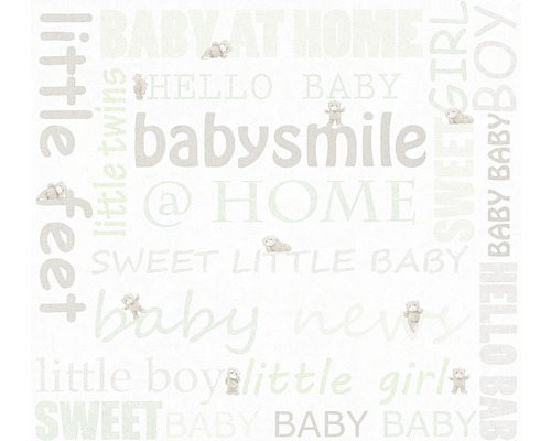 Papier peint intissé 35847-2 Little Stars écriture beige-vert clair