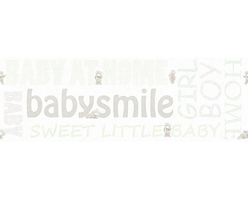Bordüre 35848-1 Little Stars Schrift hellgrün Tapete mit Bärenmotiven und Baby-Schriftzügen