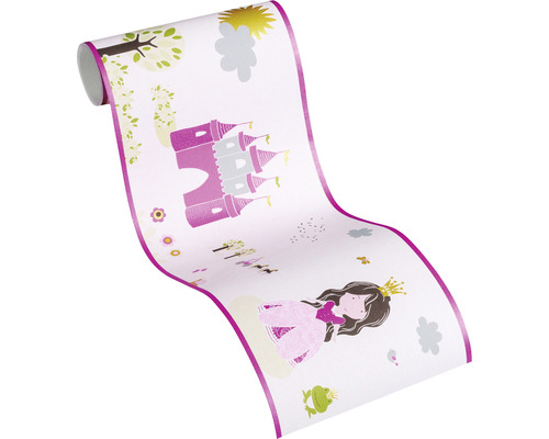 Bordure de papier peint avec des motifs de princesse, de château et de grenouille