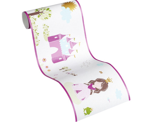 Rouleau de papier peint avec princesses, châteaux et arbres pour chambre d''enfant