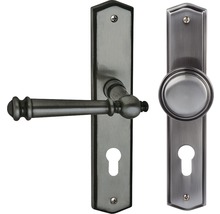 Garniture de ferrures de porte avec béquille et bouton tournant