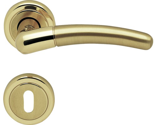 Poignée sur rosace Mount Betty laiton/poli/satiné BB pour portes intérieures Garniture de poignée de porte avec rosace de clé pour portes intérieures