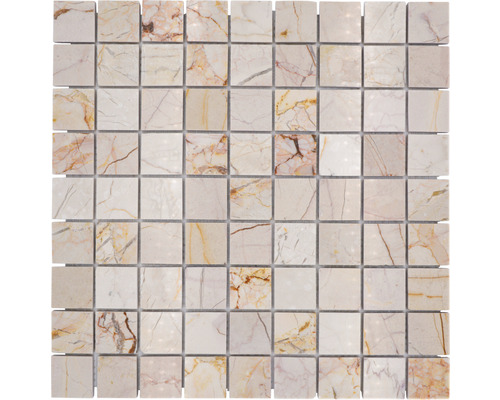 Mosaïque en pierre naturelle Quadrat golden cream poli 30.5x30.5 cm