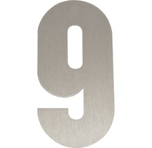 Numéro de porte acier inoxydable satiné « 9 » 160 mm-thumb-0
