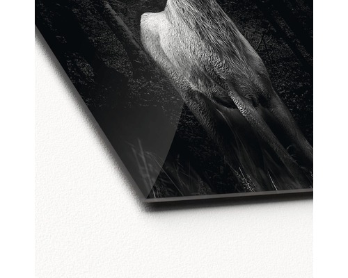 Detailaufnahme eines Glasbildes mit Hirschmotiv